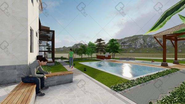 泳池别墅花园设计